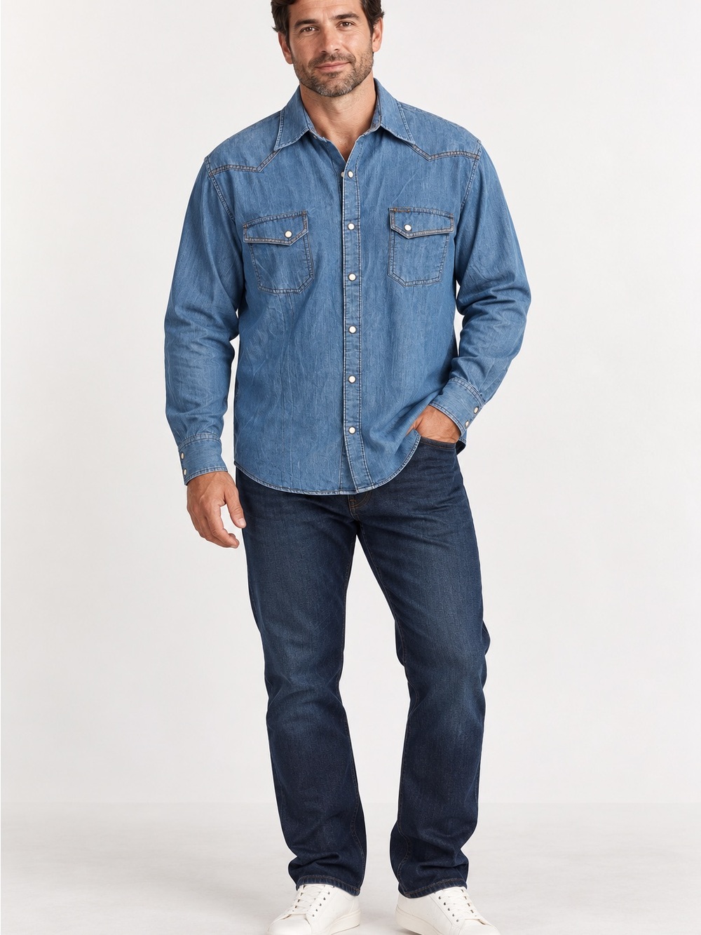 7 Diamonds XXL Denim Western Shirt | Pearl Snaps | NWT